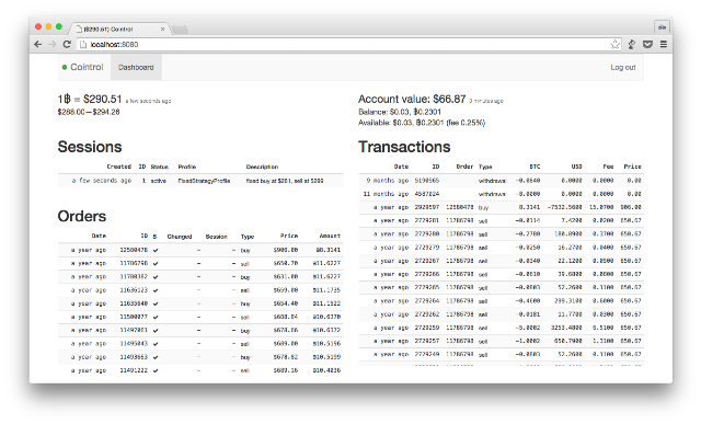 WebDesign Un Robot déchange en Temps réel pour Bitstamp - Cointrol