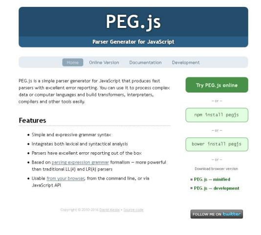 WebDesign Un analyseur syntaxique JavaScript pour votre site web - Peg