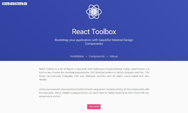 WebDesign Un ensemble de composants React respectant le Googles Material Design - react-toolbox