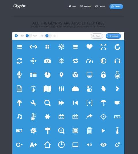 WebDesign Un ensemble gratuit de 150 icônes PSD - Glyphs