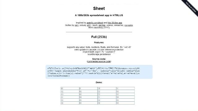 WebDesign Un micro tableur excel codé en JavaScript sur vos sites web - Sheet