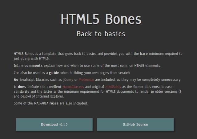 WebDesign Un modèle minimum uniquement codé en HTML5 - HTML5 Bones