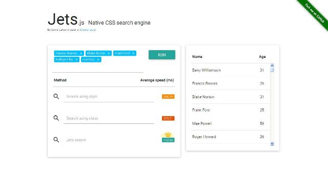 WebDesign Un moteur de recherche natif CSS codé en JavaScript - Jets.js