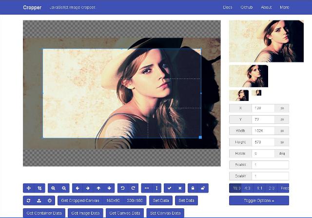 WebDesign Un outil de recadrage codé en JavaScript - cropperjs