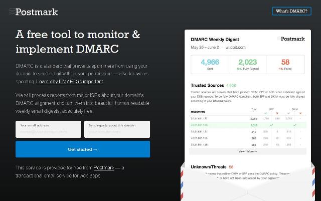 WebDesign Un outil gratuit pour surveiller et mettre en œuvre DMARC - Postmark DMARC