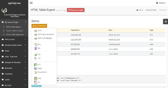 WebDesign Un plugin jQuery dexport de données formatées de tableau - HTML Table Export