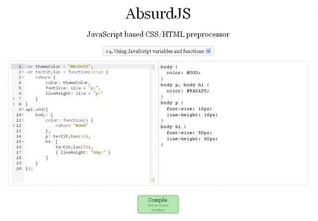 WebDesign Un préprocesseur CSS HTML basé sur JavaScript -  AbsurdJS