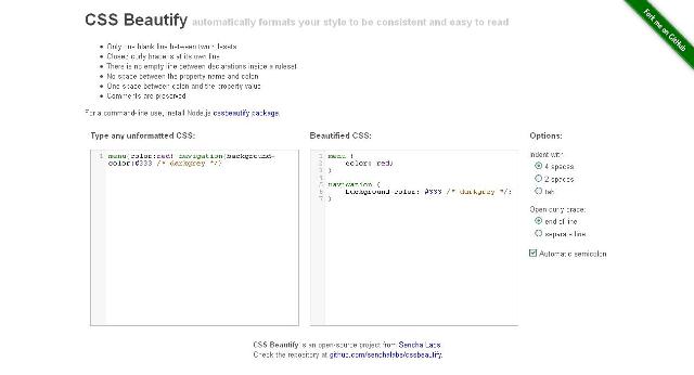 WebDesign Un reformateur de feuilles de style CCS - CSS Beautify