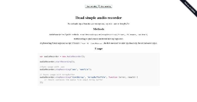WebDesign Un simple enregistreur audio pour votre site web - dead-simple-audio-recorder