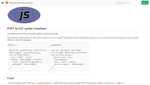 WebDesign Un traducteur PHP7 vers JavaScript ES7 - babel-preset-php