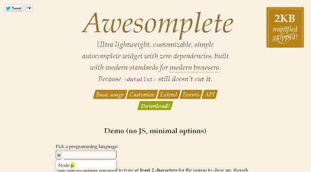 WebDesign Un widget dautocomplétion sans dépendance pour votre site web - Awesomplete