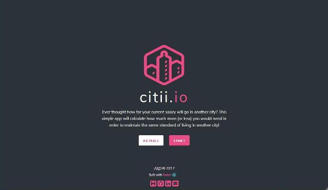 WebDesign Une application JavaScript qui compare le coût de la vie - citii.io