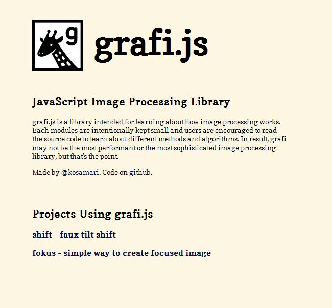 WebDesign Une bibliohtèque JavaScript de traitement dimages - grafi.js