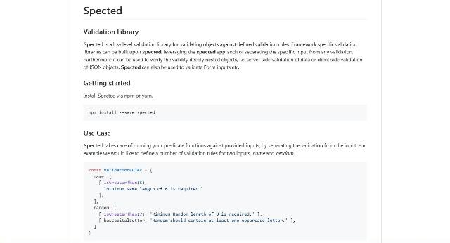 WebDesign Une bibliothèque JavaScript bas niveau de validatioin de données - Spected
