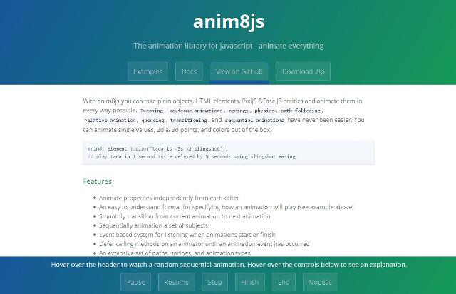 WebDesign Une bibliothèque JavaScript dédiée à lanimation - anim8js