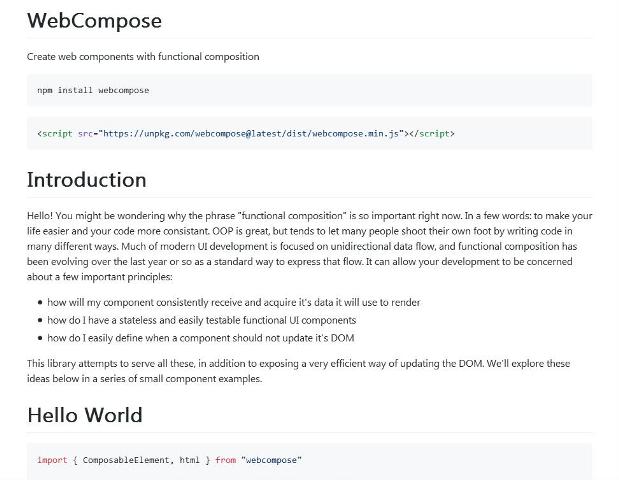 WebDesign Une bibliothèque JavaScript pour créer des composants web fonctionnels - webcompose