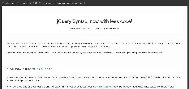 WebDesign Une bibliothèque JavaScript pour mettre en forme vos lignes de codes - JQuery.Syntax