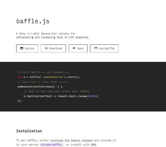 WebDesign Une bibliothèque Javascript pour cacher et révéler du texte - Baffle