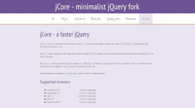 WebDesign Une bibliothèque jQuery beaucoup plus rapide - jCore