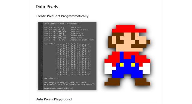 WebDesign Une bibliothèque pour creer des images pixel par pixel - DataPixels.js