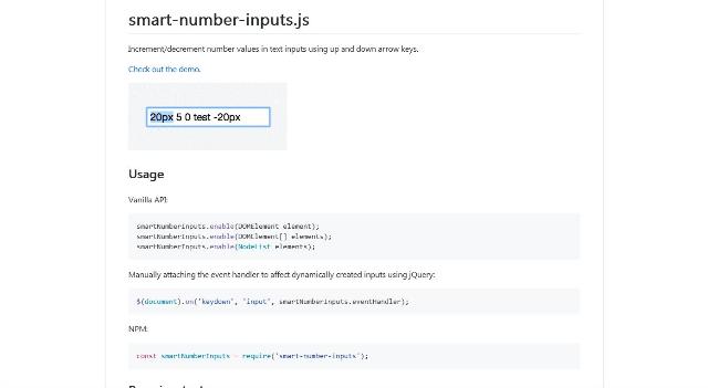WebDesign Une bibliothèque pour modifier la valeur des nombres avec les touches de directions - smart-number-inputs