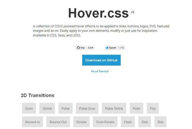 WebDesign Une grande collection deffets CSS3 pour votre site web - Hover.css
