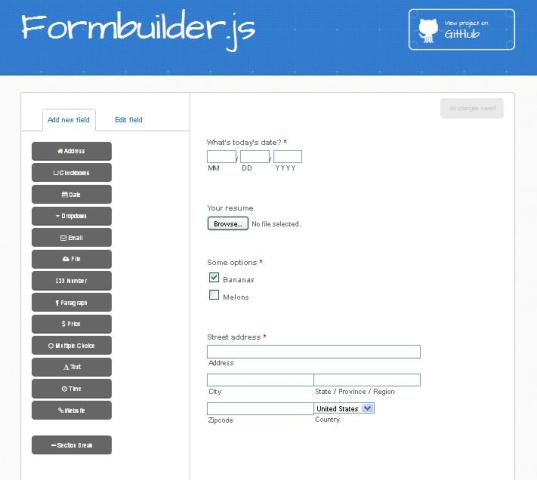 WebDesign Une interface pour créer des formulaires en ligne - FormBuilder.js