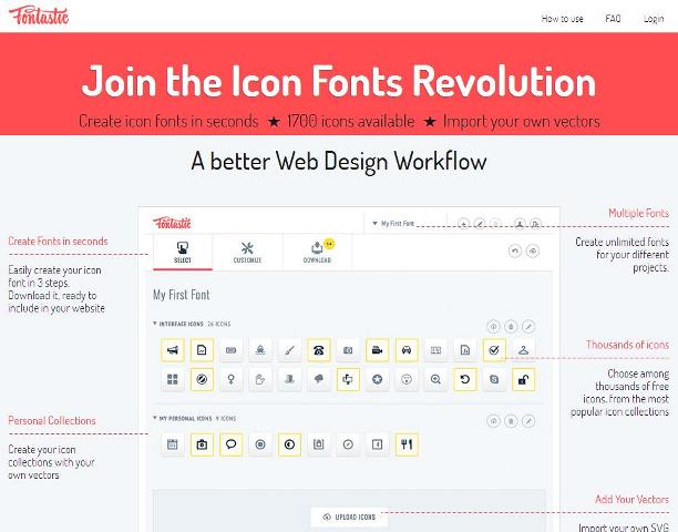 WebDesign Une plateforme de création de police dIcône - Fontastic