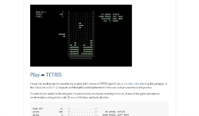 WebDesign Une simulation JavaScript de jeu Tetris des années 1980 - tetris