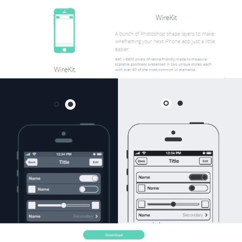 WebDesin Modèle dinterface utilisateur diPhone pour Photoshop - WireKit