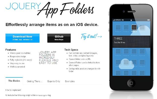 WebDesing Un plugin jQuery pour réorganiser les éléments comme des dossiers iOS - App-Folders